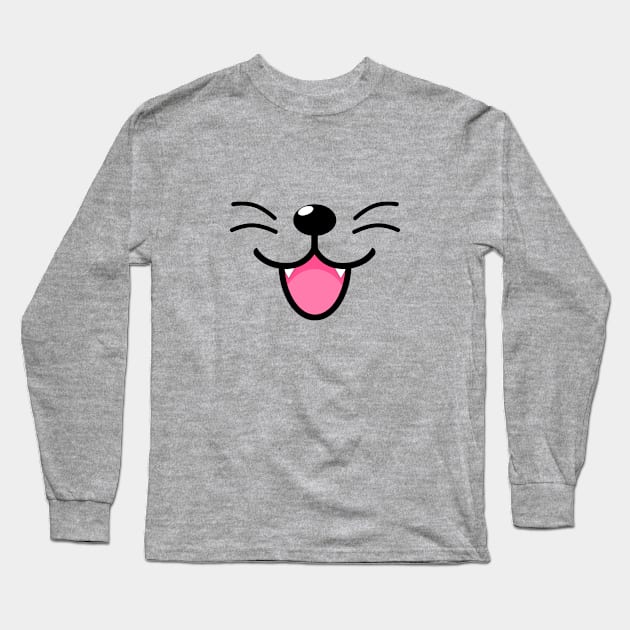 Funny Cat Mouth Design Long Sleeve T-Shirt by BlueCloverTrends